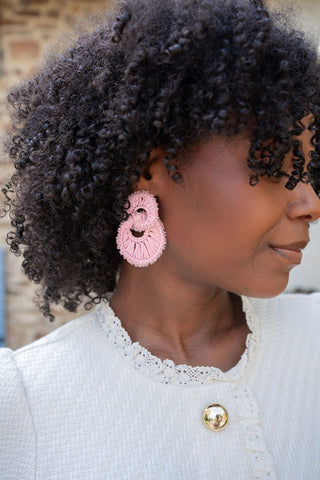 Tara Double Ring Raffia Earrings
