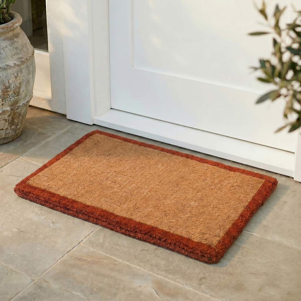 Terracotta Border Natural Coir Doormat