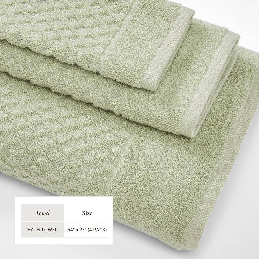 Grayson Cotton Diamond Waffle Weave Bath Towel Set