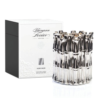 Silver Sagano Candle – Fresh Bamboo Scented Candle in Silver Finish