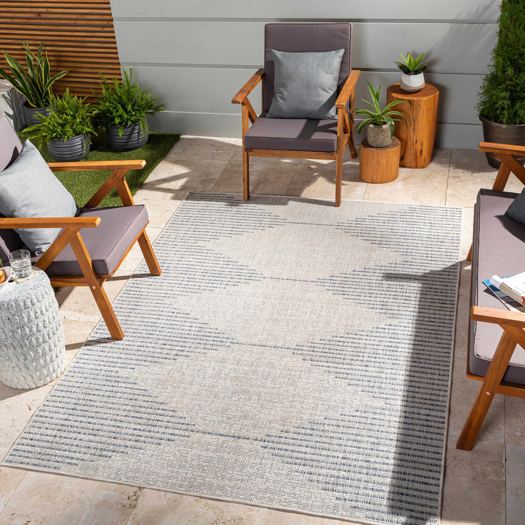Stephan Gray Blue Outdoor Rug – Durable Weather-Resistant Patio Carpet