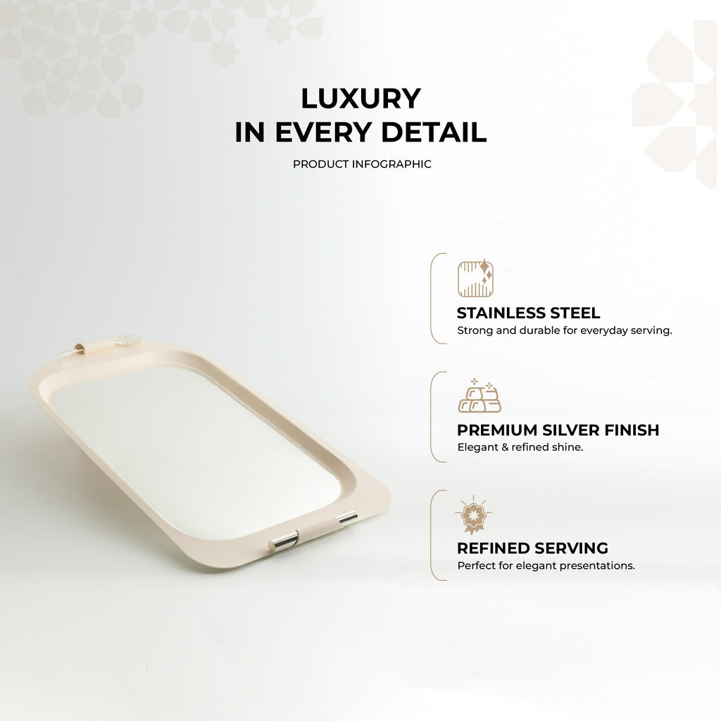 Mirral - Serving Tray - White & Silver