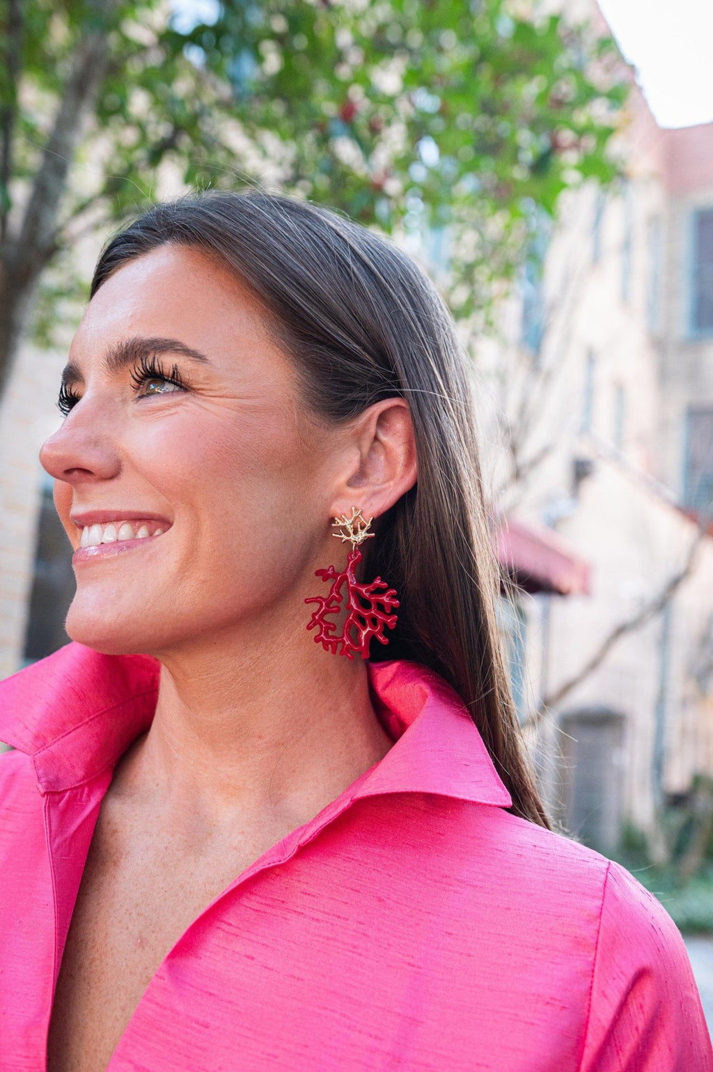 Tula Coral Acrylic Statement Earrings