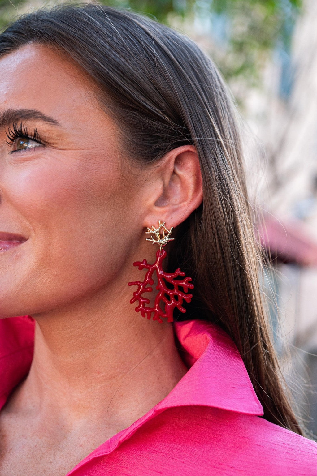Tula Coral Acrylic Statement Earrings