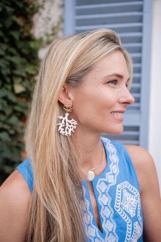 Tula Coral Acrylic Statement Earrings