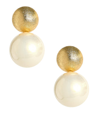Kyle Two-Tone Pearl Double Ball Stud Earrings