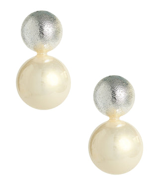 Kyle Two-Tone Pearl Double Ball Stud Earrings