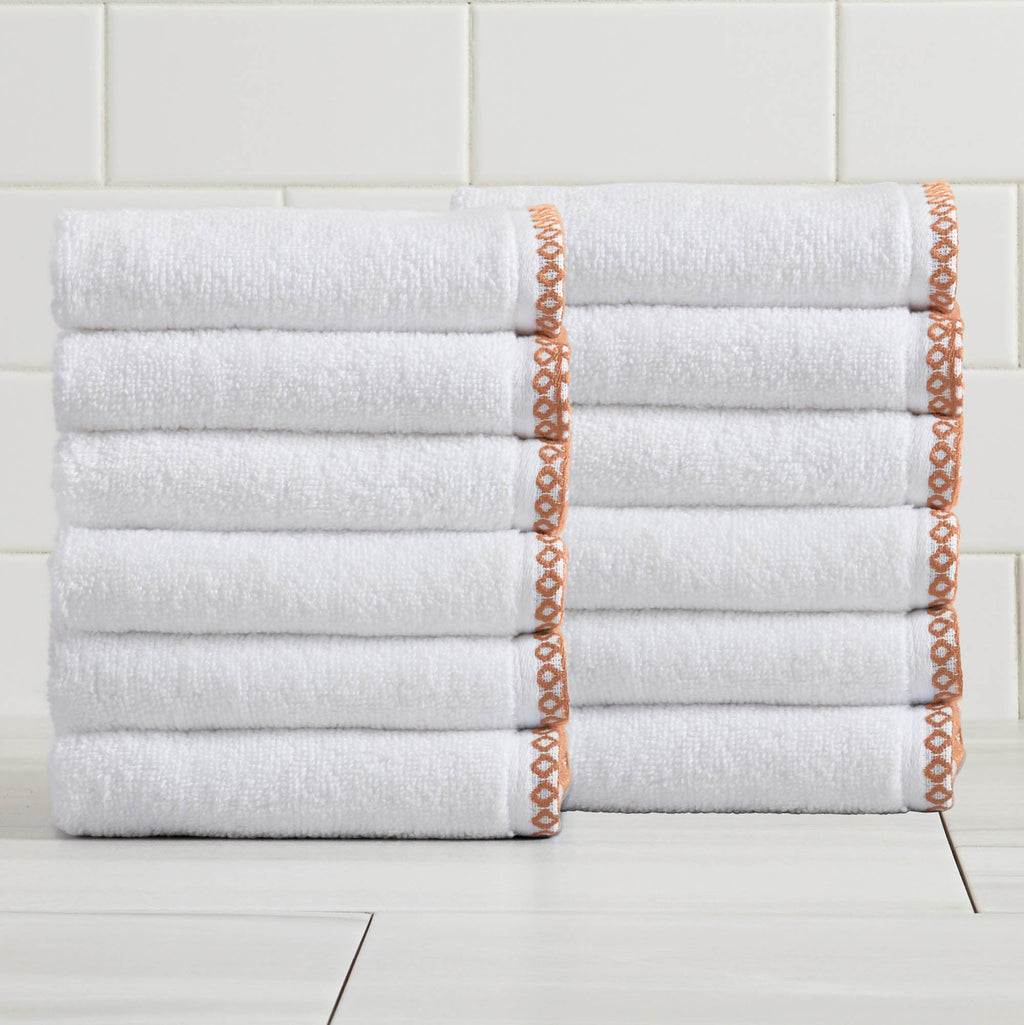 Elegant Cotton Border-Stitched Towel Set – Valery Collection (6-Piece)