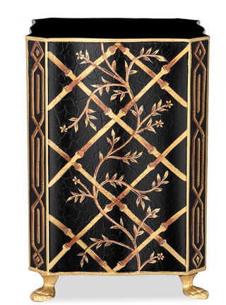 Black Bamboo & Floral Wastepaper Basket & Tissue (3 Options) | Elegant Bath Décor