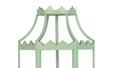 Elegant Green Scalloped Lantern Chandelier with Gold Trim