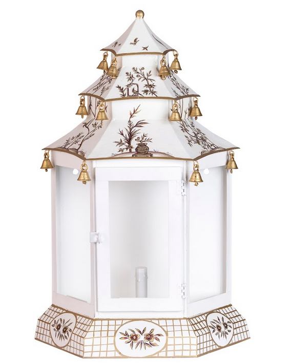 Ivory & Gold Pagoda Sconce | Elegant Chinoiserie Wall Lighting
