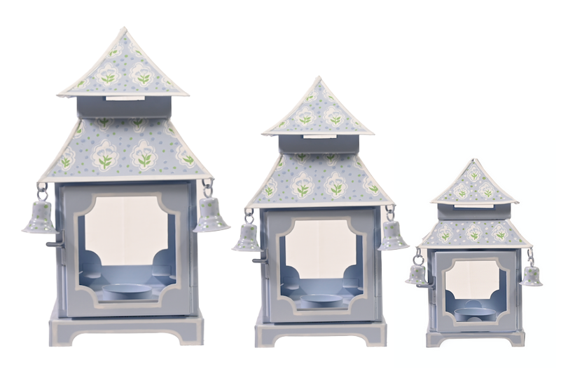 Lavender & Tulip Pagoda Lantern (3 Sizes) | Chinoiserie Accent