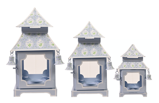 Lavender & Tulip Pagoda Lantern (3 Sizes) | Chinoiserie Accent