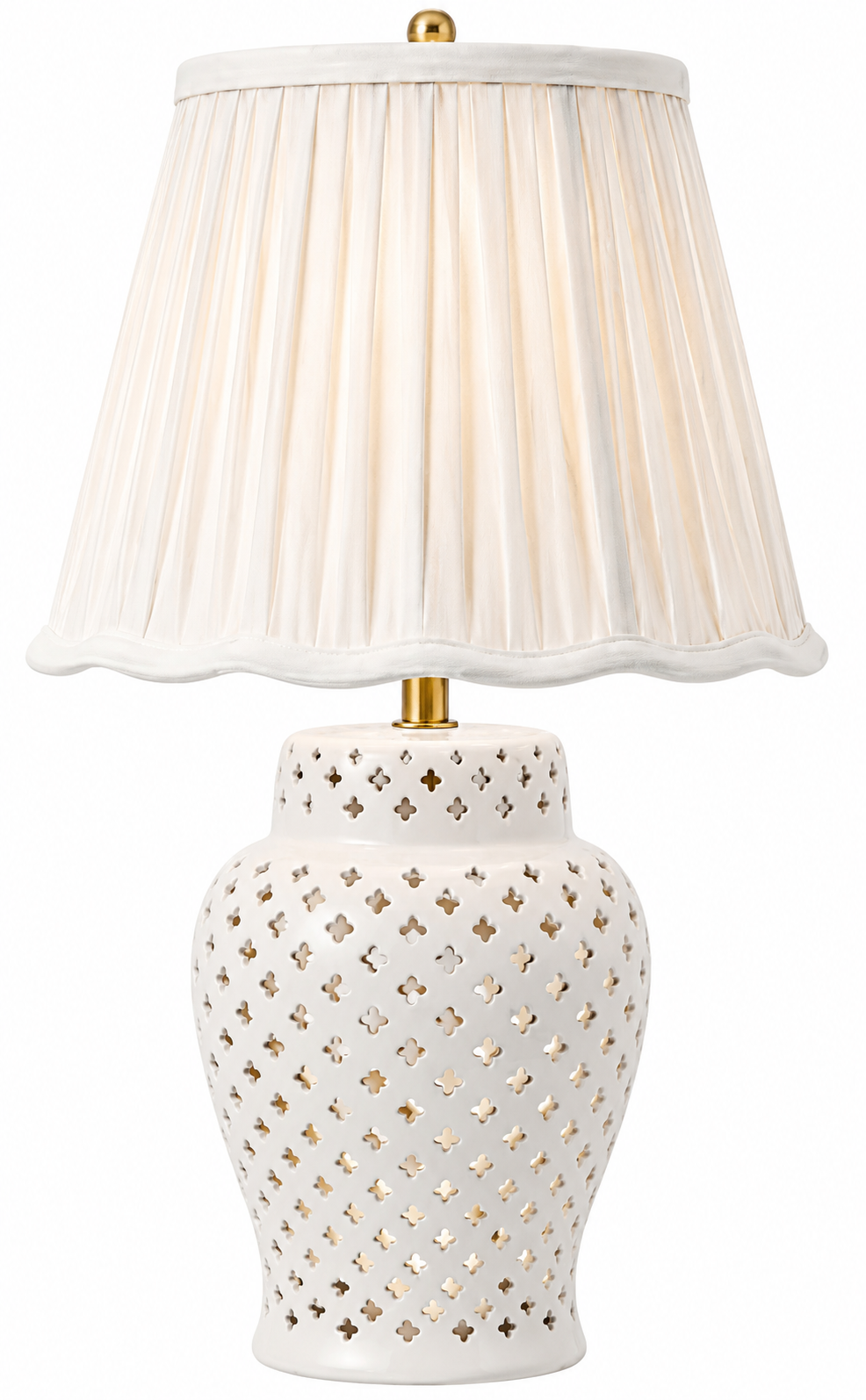 Ivory Pierced Diamond Porcelain Rechargeable Lamp – Available in Two Sizes