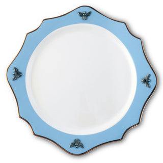 Bee Bone China Charger Blue with Gold Rim