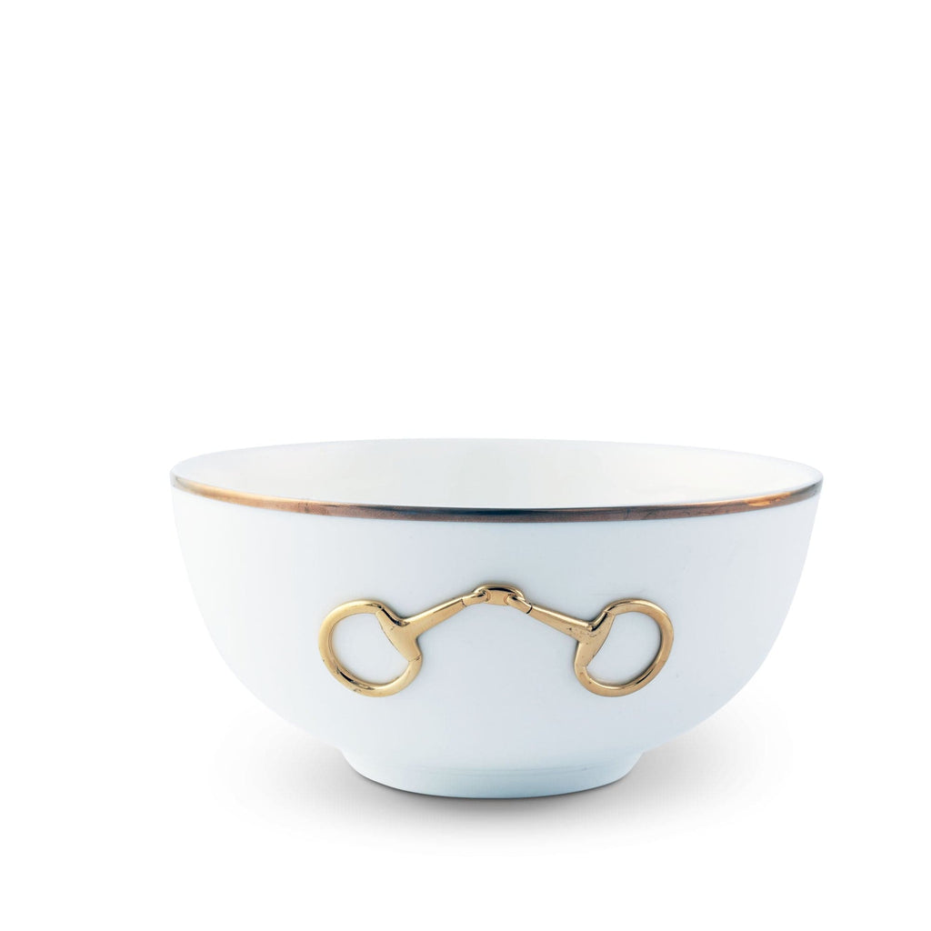 Gold Bit Bone China Cereal Bowl | Equestrian Gold Rim Bowl 6.5