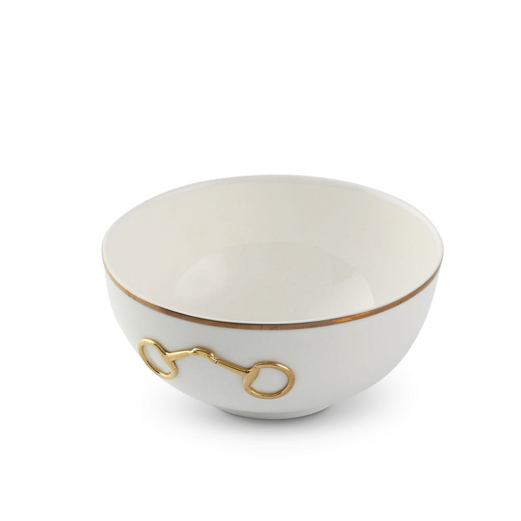 Gold Bit Bone China Cereal Bowl | Equestrian Gold Rim Bowl 6.5