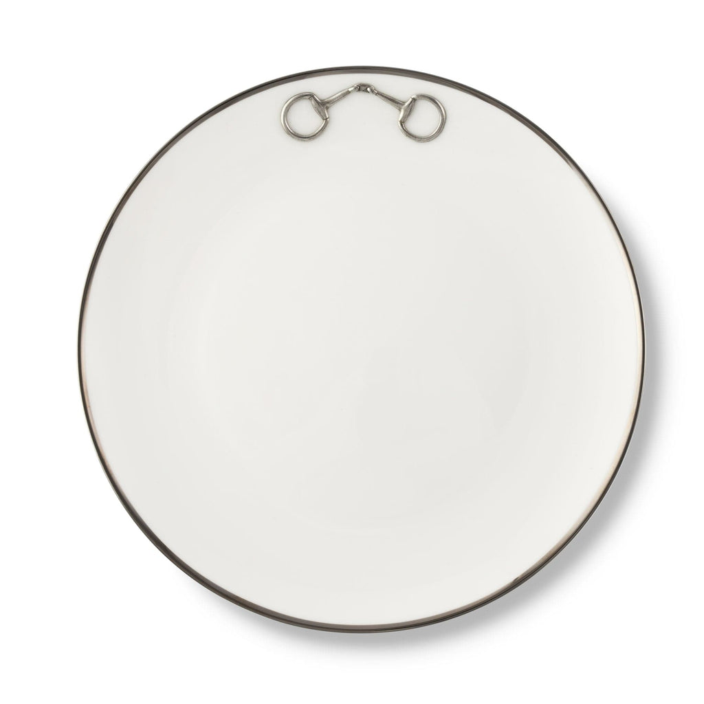 Pewter Bit Bone China Round Dinner Plate Platinum Rim