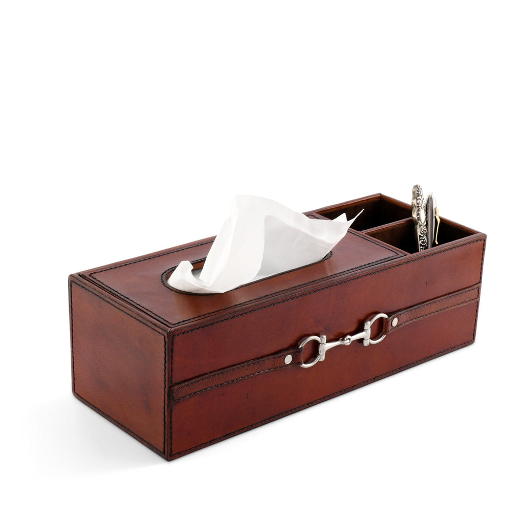 Premium Genuine Leather Bit Office Tissue Box