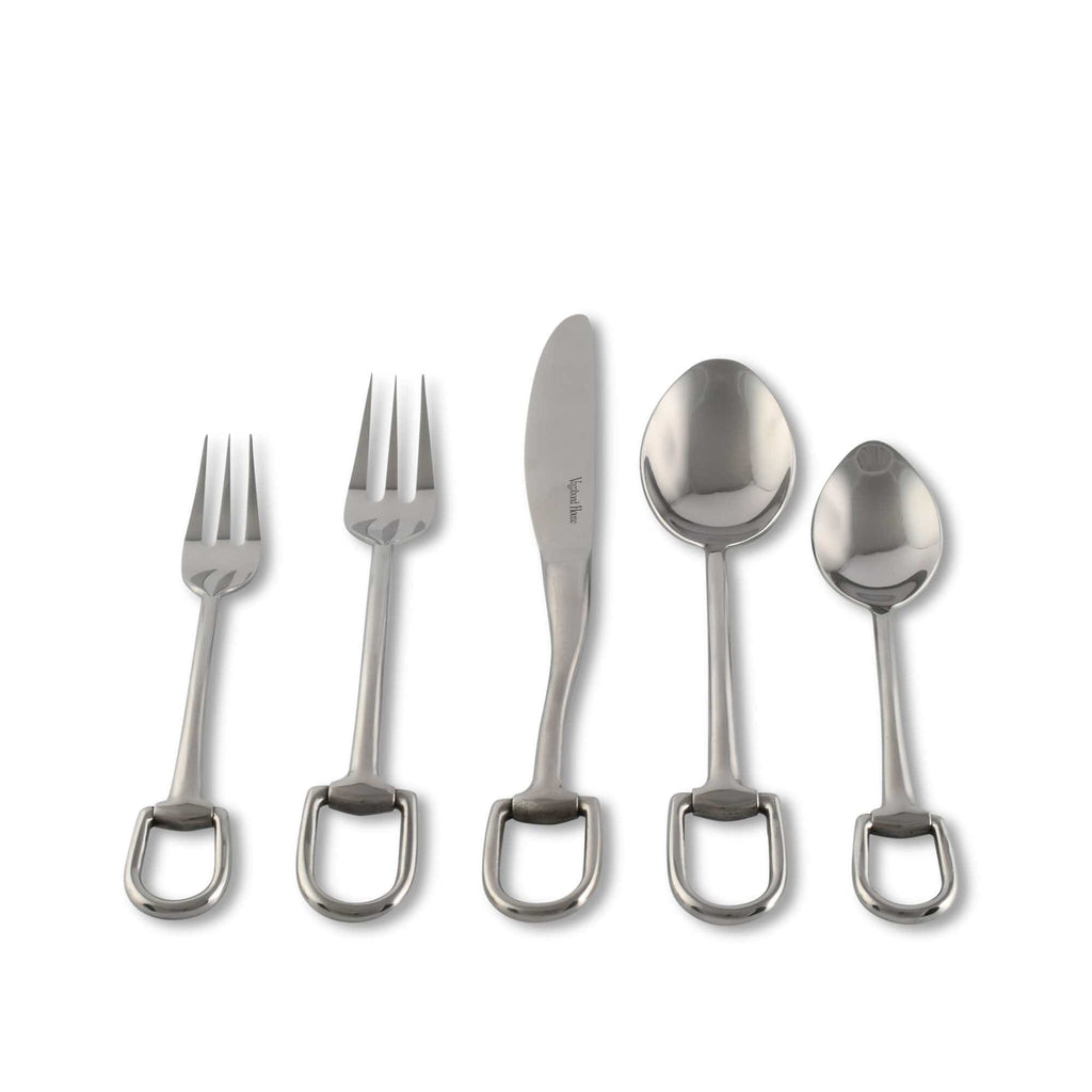 Stirrup 5-Piece Flatware Set | Equestrian Stainless-Steel Silver