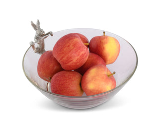 Climbing Bunny Glass Serving / Salad Bowl