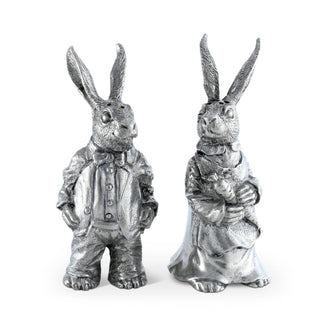 Dressed Rabbits Salt & Pepper Set | Vagabond House Pewter Bunnies