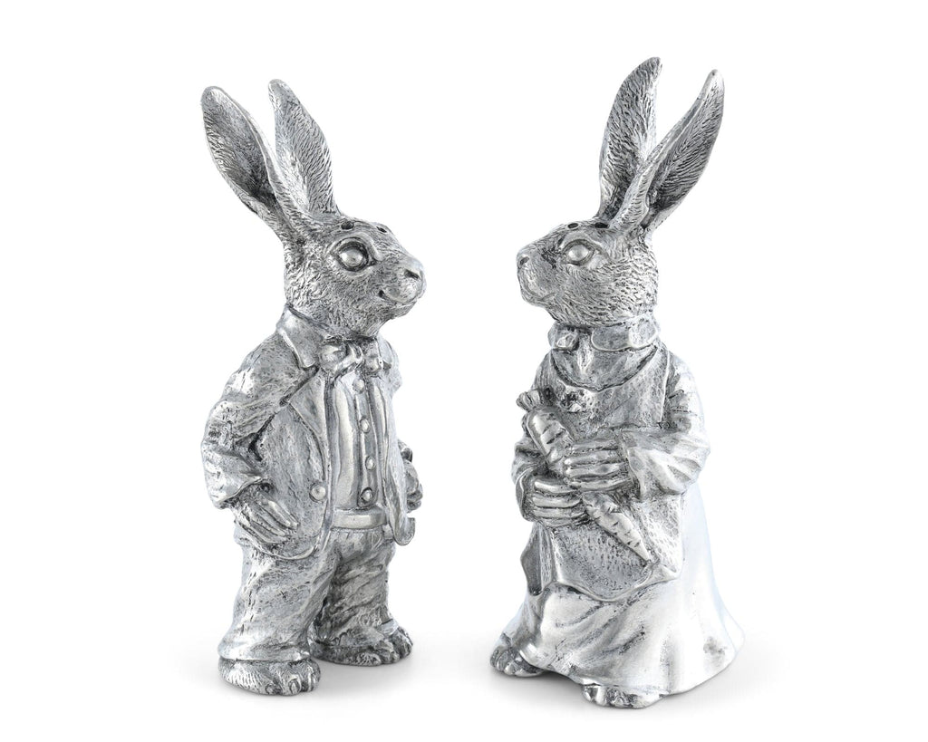 Dressed Rabbits Salt & Pepper Set | Vagabond House Pewter Bunnies