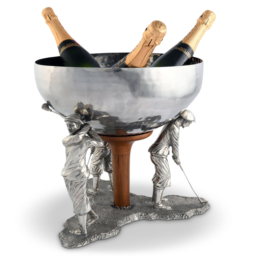 Golfer Ice Tub by Vagabond House | Pewter & Acacia Wood Ice Bucket