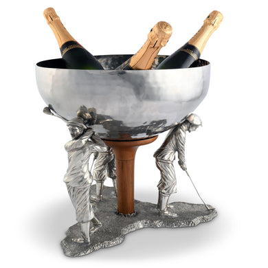 Golfer Ice Tub by Vagabond House | Pewter & Acacia Wood Ice Bucket