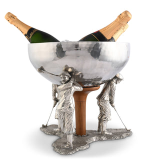 Golfer Ice Tub by Vagabond House | Pewter & Acacia Wood Ice Bucket