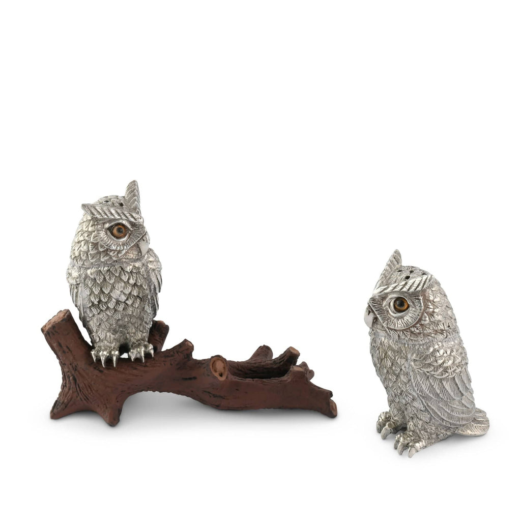 Owl on Log Salt and Pepper Shaker