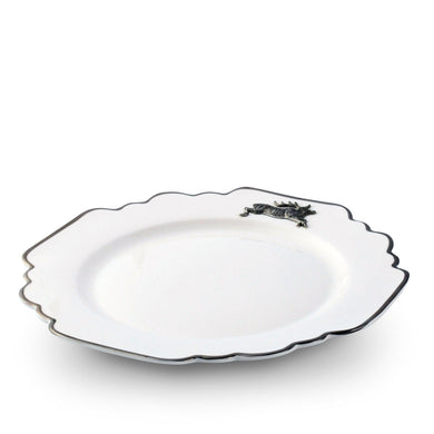 Running Elk Bone China Scallop Dinner Plate Platinum Rim