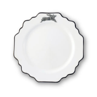 Running Elk Bone China Scallop Salad Plate Platinum Rim