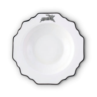 Running Elk Bone China Scallop Soup Plate Platinum Rim