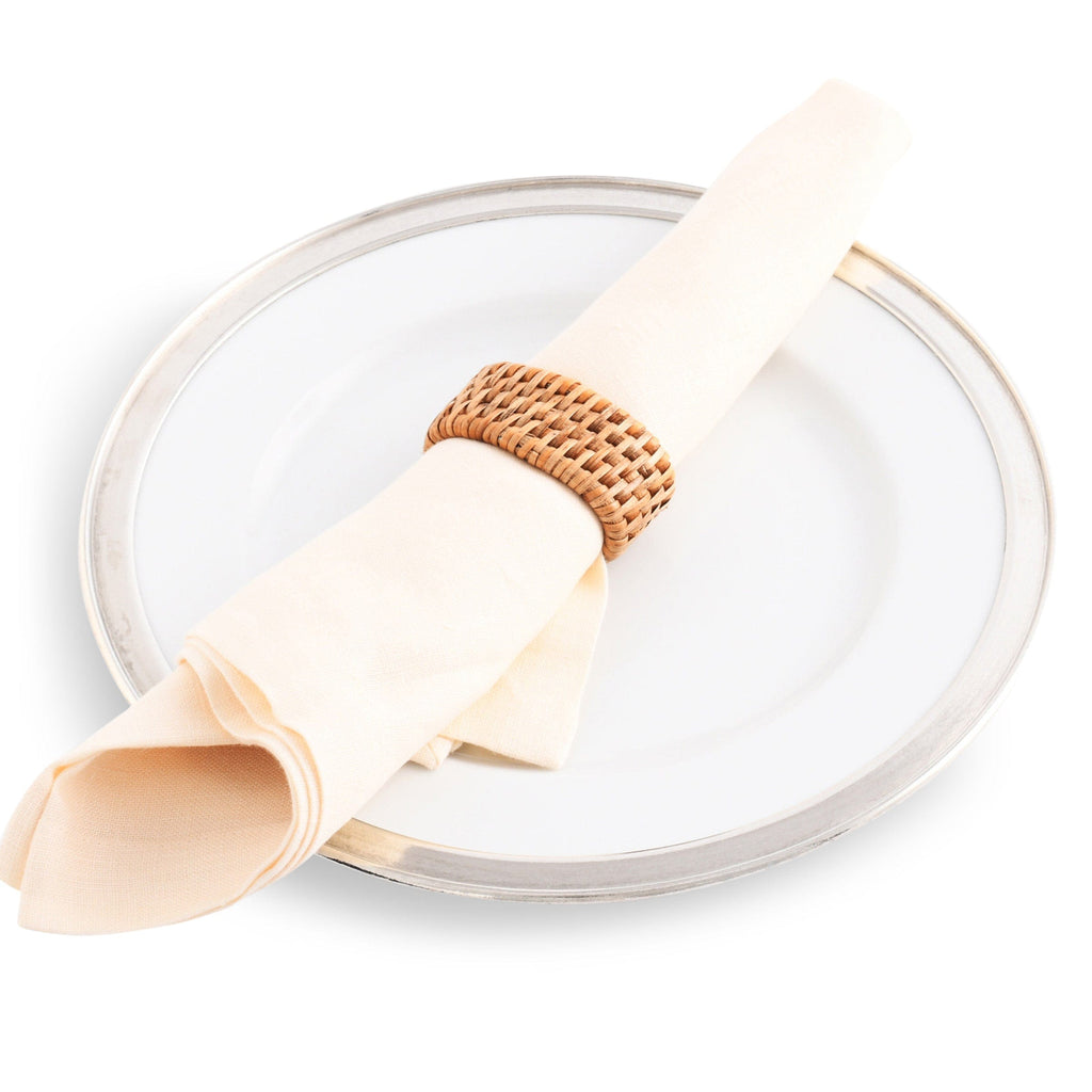 Hand Woven Rattan Napkin Rings | Set of 4 Coastal Table Accents