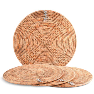 Anchor Placemat Hand Woven Wicker Rattan Round - Set of 4