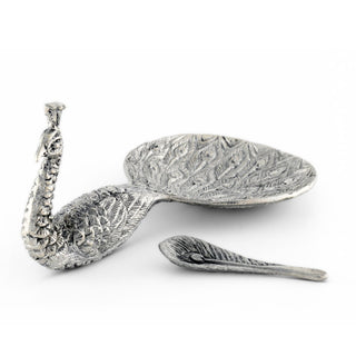 Pewter Peacock Salt Cellar