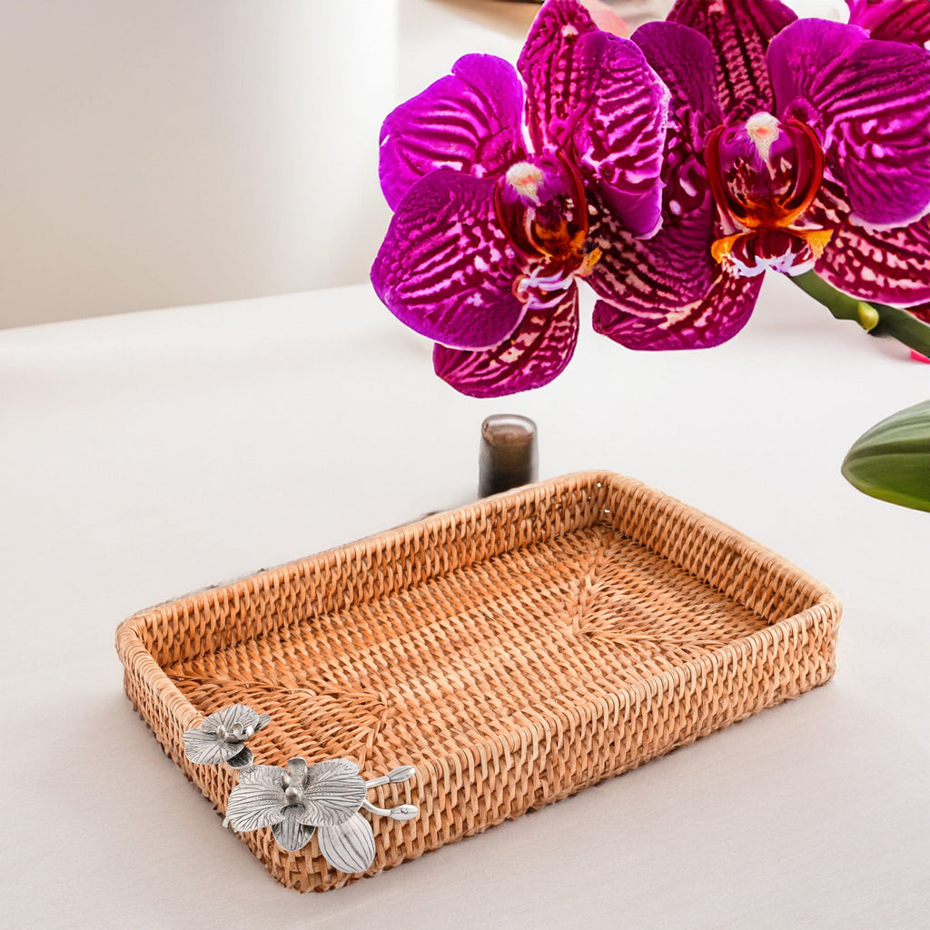 Orchid Catchall Tray Hand Woven Wicker Rattan
