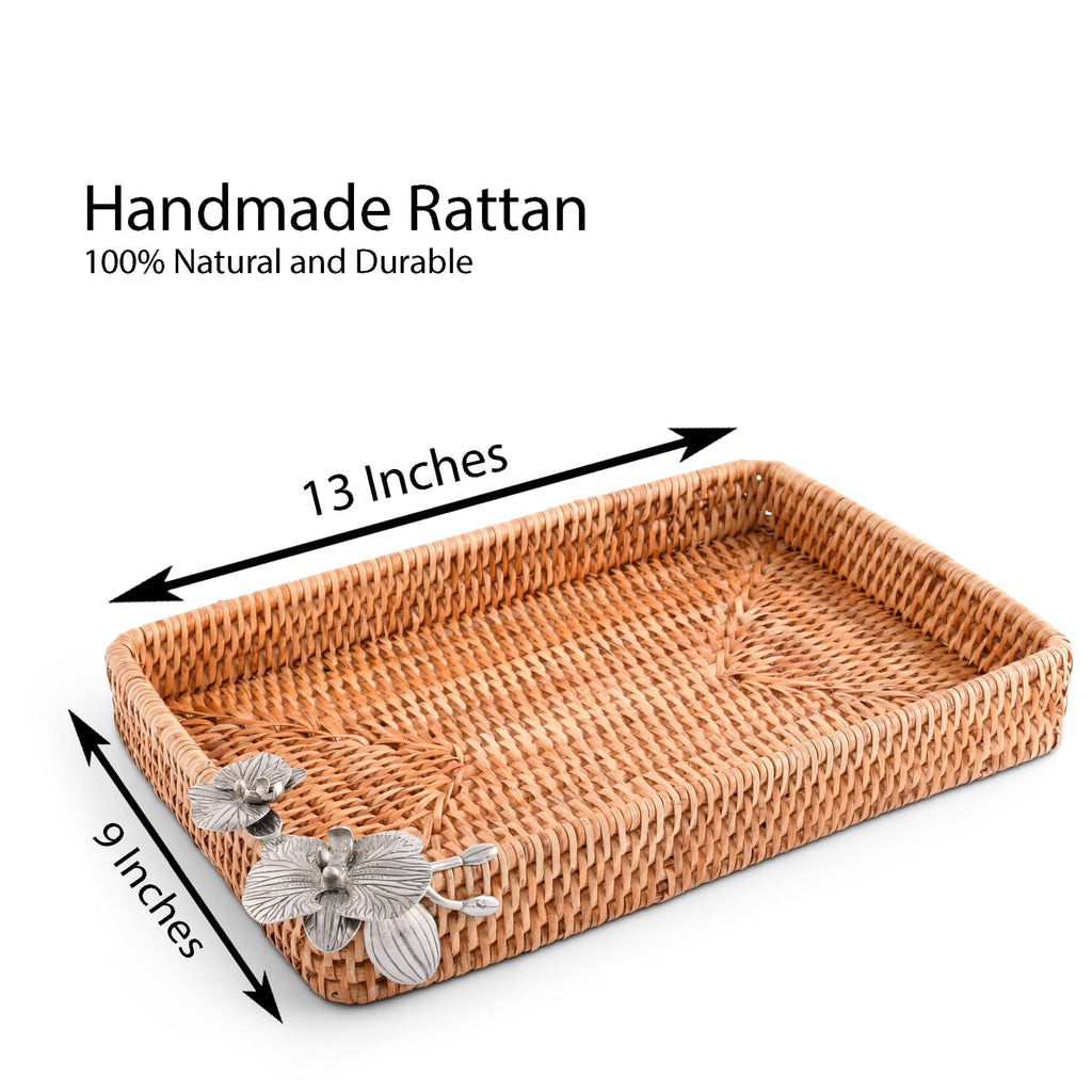 Orchid Catchall Tray Hand Woven Wicker Rattan