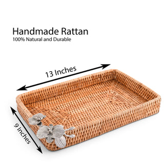 Orchid Catchall Tray Hand Woven Wicker Rattan
