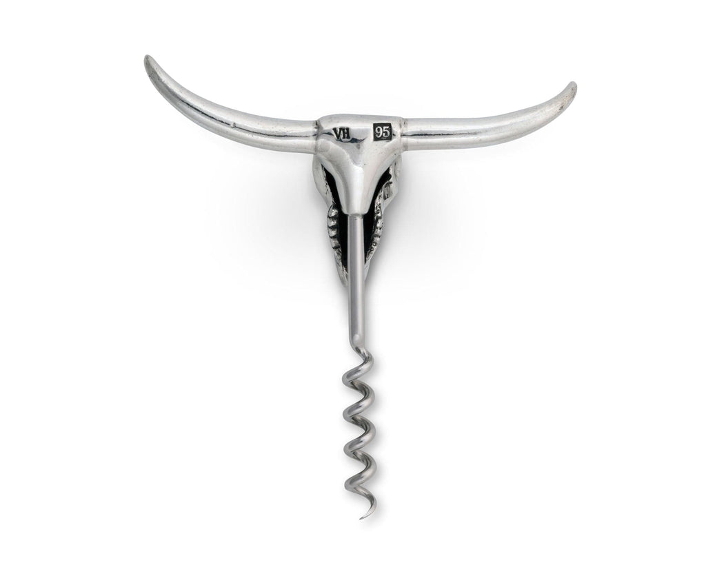 Pewter Cow Skull Wine Pull