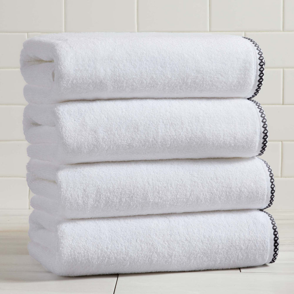 Elegant Cotton Border-Stitched Towel Set – Valery Collection (6-Piece)