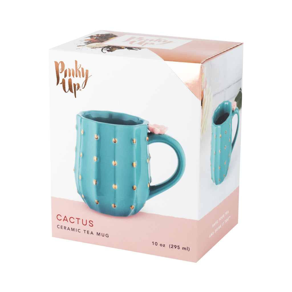 Cactus Ceramic Mug with Floral Handle -12 oz Coffee & Tea Mug