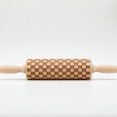 Courtly Checkered & Diamond Embossed Rolling Pin – Decorative Cookie Rolling Pin