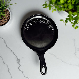 Lick the Spoon Cursive Spoon Rest with Wooden Spoon – Funny Porcelain Kitchen Gift