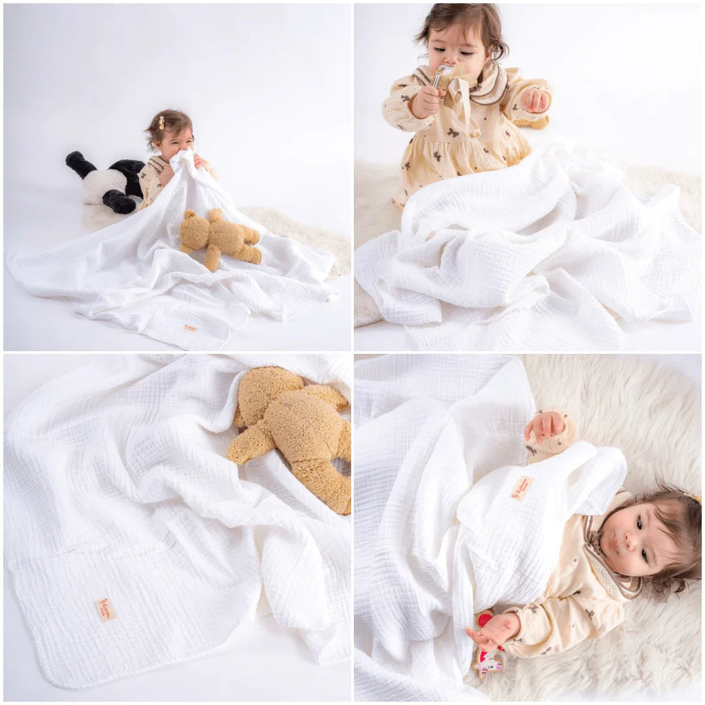 Quilted Muslin Blanket | 4-Layer Cotton Baby & Home Throw