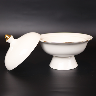 White Versailles Soup Bowl with Lid Set of 4 | Classic Porcelain