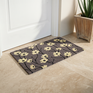 Wild Flowers Gray Natural Coir Doormat