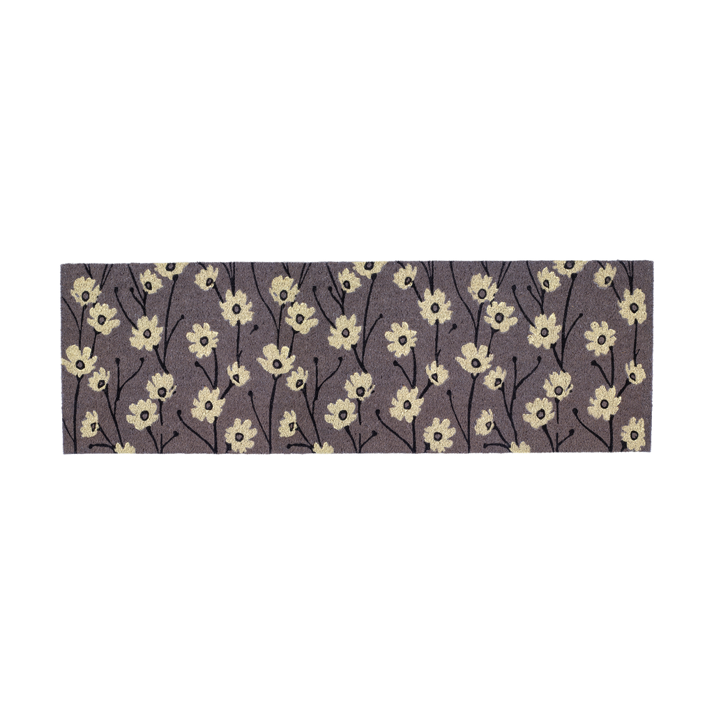 Wild Flowers Gray Natural Coir Doormat