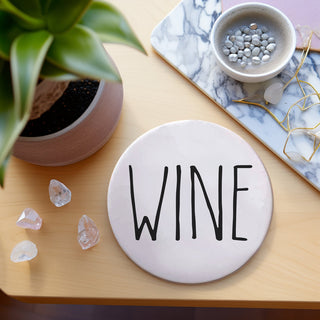 One Word Ceramic Coasters – Minimalist Bar & Coffee Table Collection (4